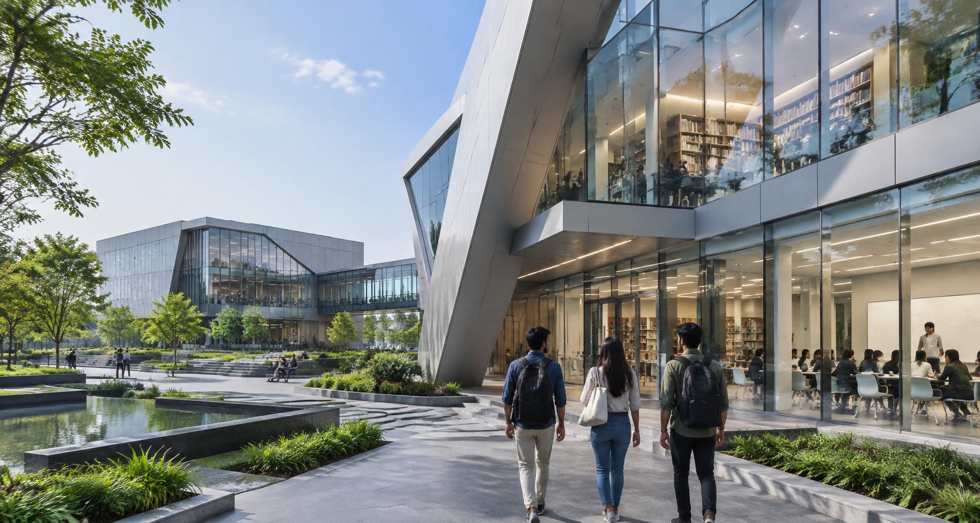 An imagined future learning campus with light-filled spaces